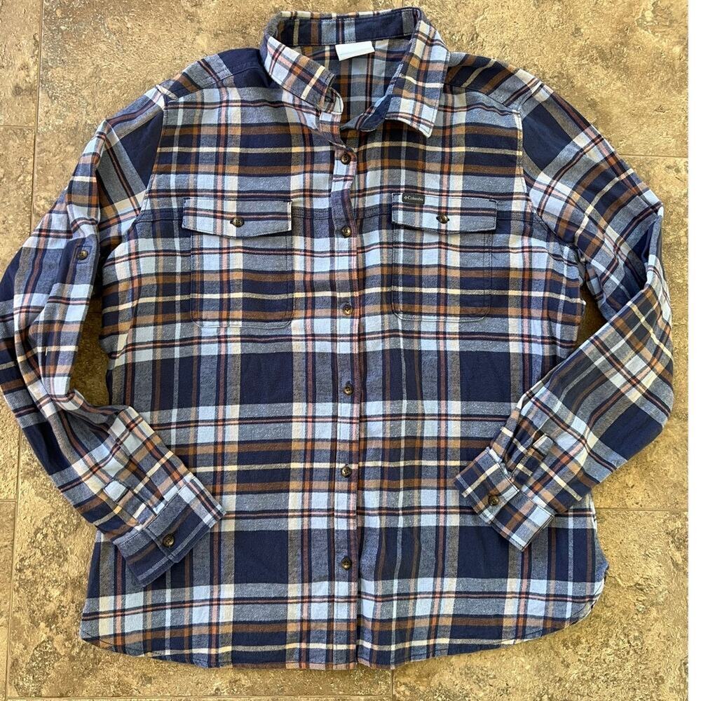Columbia Plaid Flannel Button Down Shirt, Women's XL